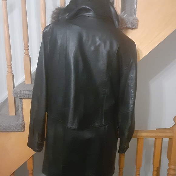 VTG-Hide House Genuine Leather Coat- Black- Women's XS/S- Made in Canada - Picture 6 of 10